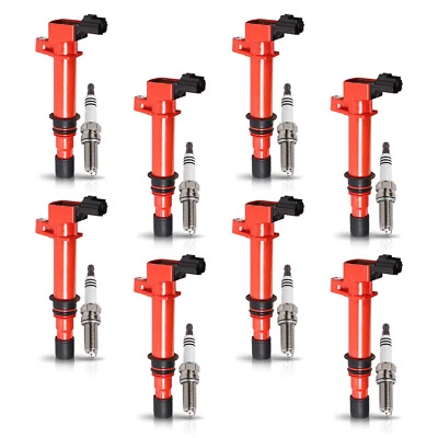 8 Red Ignition Coil & 8 Platinum Spark Plug for Mitsubishi Raider 2006-2007 4.7L - Image 1 of 4