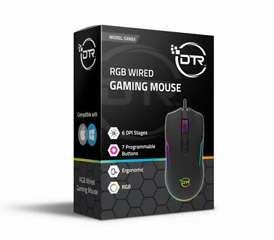 Wired Gaming Mouse RGB LED Backlight USB Wired 7200 DPI Gamer - Image 1 of 4