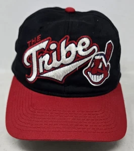 Vintage Starter Cleveland Indians Tribe Wahoo Script SnapBack Hat 90s Cap MLB - Picture 1 of 8