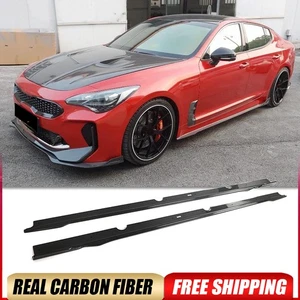 For Kia Stinger 2018-2023 Real Carbon Side Skirt Extension Lip Spoiler Splitters - Picture 1 of 15