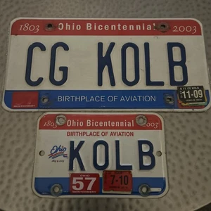 2003 Ohio Kennzeichen Set Bicentennial / Motorrad / Fahrzeug KOLB - Bild 1 von 2