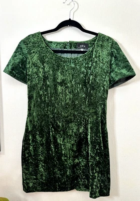 ABS by Allen Schwartz Mini Dress Crushed Velvet Green Short Sleeve - Image 1 of 4
