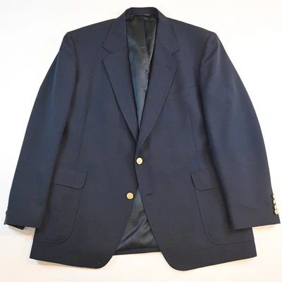 Chaqueta Blazer Abrigo Deportivo De Colección Hecha en EE. UU. 48L Azul Marino Hopsack Botón Dorado para Hombres Foto 1 de 4