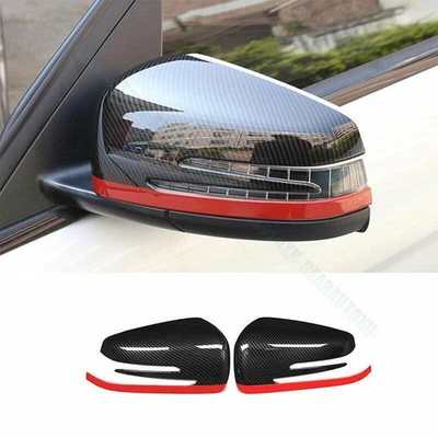 For Mercedes-Benz GLK 2009-2015 Carbon Fiber Red Car Rearview Mirror Cover Trim Foto 1 de 4