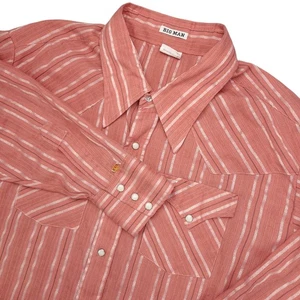Ely Cattleman Plains Rider Pearl Snap Western Men's 20-35 Pink Striped VTG - Picture 1 of 15