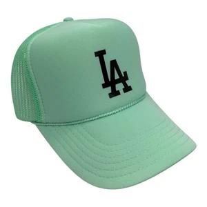 NEU LA LOS ANGELES DODGERS MINTGRÜN MÜTZE 5-TEILIG HOHE KRONE TRUCKER DRUCKKNOPFLASCHE - Bild 1 von 3