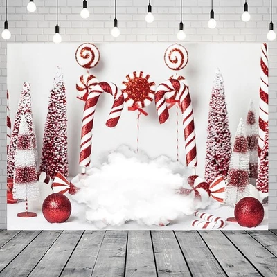 背景冬季红色糖果甘蔗球背景新年摄影横幅新品 — 第 1/4 张图片