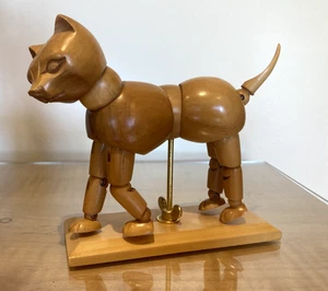 Articulated Wooden CHEAP POSTAGE Cat Artist Figure Statue Posable 5” Drawing - Picture 1 of 3