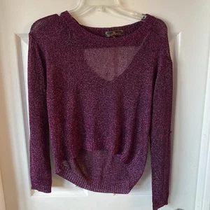 Almost Famous Women’s Top Size Large Round Neck Sheer Metallic Long Sleeve - Picture 1 of 14