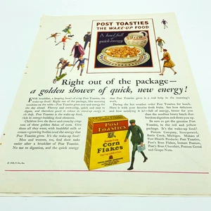 1928 Post Toasties Corn Flakes Vintage Print Ad & Best Foods Relish Spred USA - Picture 1 of 2