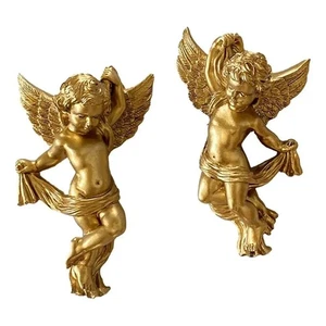 Resin Cherub Engel Statue 1 Paar Handarbeit Deko Figur Wandschmuck - Bild 1 von 24
