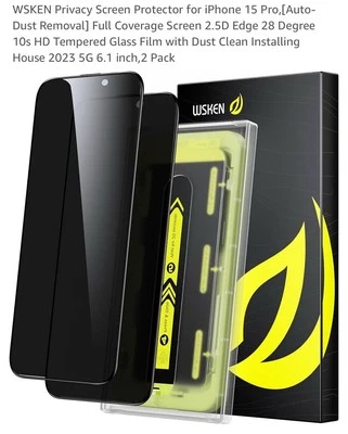 Protector de pantalla de privacidad WSKEN Pursue Forever para iPhone 15 Pro (paquete de 2) NUEVO Foto 1 de 4