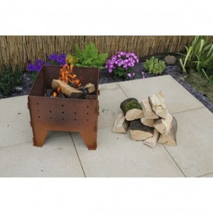 Outdoor Portable Folding Firepit Garden Patio Made O' Metal Corten Steel Brazier - Picture 1 of 1