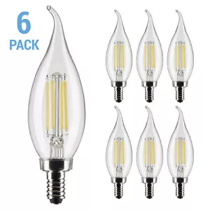 6 Pack Satco S21304 LED Filament 120V 5.5W CA11 Dimmable Candelabra E12 2700K - Picture 1 of 10