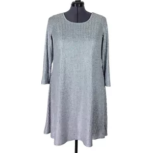 Abito Torrid Swing Taglia 2 2X Argento Metallizzato Pullover Maglia a Costine Manica 3/4 - Foto 1 di 14