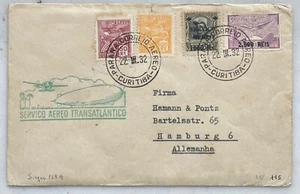 BRASIL 1932 AIRMAIL SIEGER 139A SERVICIO AEREO TRANSATLANTICO MIXED POSTAGE - Picture 1 of 2