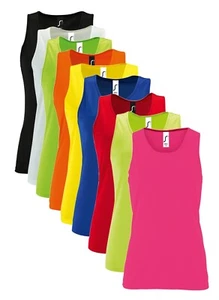 Womens Ladies Sporty Polyester Performance Tank Top Vest Sleeveless T-Shirt - Picture 1 of 10