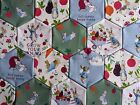 Beatrix Potter Peter Rabbit fabric hexagons Large X18 Sewn To template 
