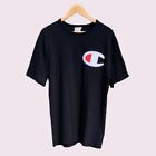 Champion Shirt Mens Large Embroidered Logo Patch Crew Neck Black