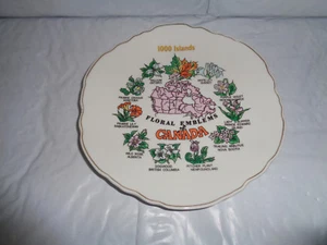 Emblemas florales de Canadá - recuerdo - plato turístico - 1000 islas - Imagen 1 de 2