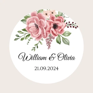 Etichette adesivi bomboniere matrimonio personalizzati / borsa dolce / borsa design rosa - Foto 1 di 9