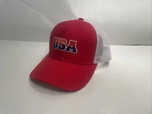Red and White USA Baseball Hat Patriotic Adjustable Snapback New - Picture 1 of 15