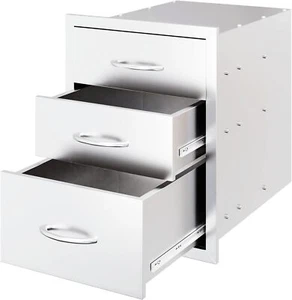 Outdoor Kitchen Drawers Stainless Steel Triple BBQ Drawer Flush Mount Grill - Picture 1 of 7