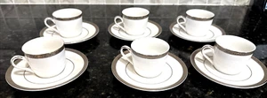 VTG Charter Club HOME Grand Buffet Platinum ESPRESSO Cups and Saucers. 6PC SET - Picture 1 of 7