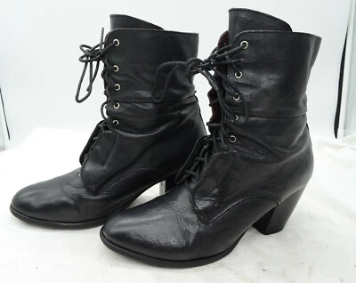 Botines Zigi Soho "Coraline" para mujer talla 10 M de cuero negro con cordones Foto 1 de 4