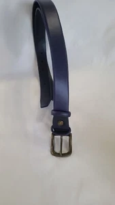 Men Belts 52" Full Length Waist 46" Handmade Navy Blue High Quality Cow Leather - Picture 1 of 9