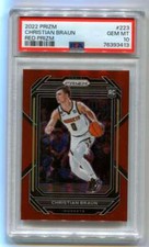 Christian Braun 2022-23 Panini Prizm 223 Red Prizm Rookie RC #/299 PSA 10 GEM MT