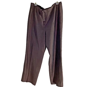 NIPON BOUTIQUE WOMAN SIZE 16 BROWN PANTS CLASSIC LINE STRAIGHT DUPONT POLY SILK - Picture 1 of 6