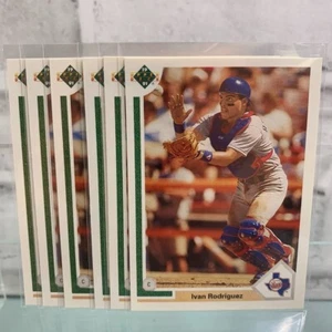 Lotto 6 carte Upper Deck Baseball 1991 Ivan Rodriguez #55F - Foto 1 di 3