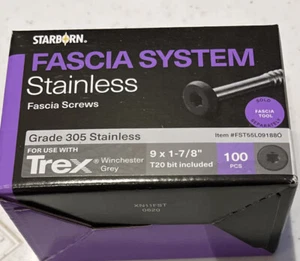 STARBORN Fascia System for TREX #9 X 1-7/8" 305 Stainless Screws Winchester Grey - Picture 1 of 2