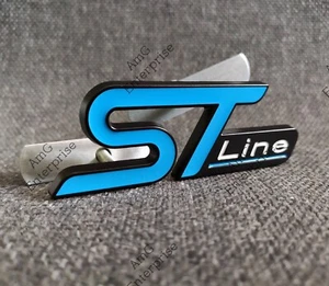 Gloss Blue Black ST Line Grille Badge for Ford Focus Fiesta Kuga EcoSport Puma - Picture 1 of 3