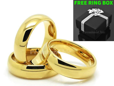 Tungsten Carbide Classic 18k Gold Plated Wedding Band Men Women Engagement Ring • 11.69$