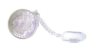 1921 P MORGAN DOLLAR KEYCHAIN PURE .925 STERLING SILVER EBS7168/53024 - Picture 1 of 2