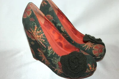 Zapatos de tacón de cuña alpargata floral gris naranja DESIGUAL talla 8,5 EU39 $164 Foto 1 de 4