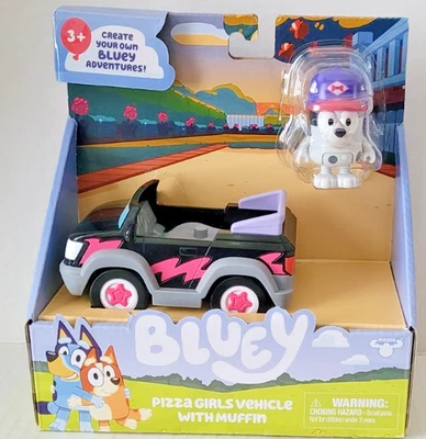 Vehículo Bluey Pizza Girls con figura de magdalena articulada de 2,5" Foto 1 de 3