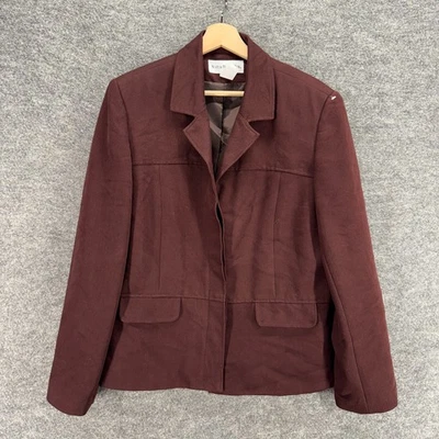 Norton McNaughton Jacket Women 14 Brown Collared Long Sleeve Lined Rayon Casual - Image 1 of 4