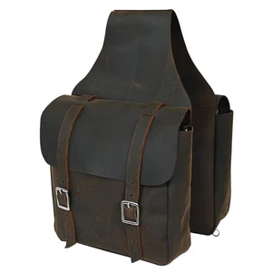 HILASON Soft Leather Horse Saddle Bag Rustic Brown | Equestrian Western - Picture 1 of 5