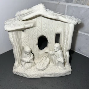 Weihnachten Jade Krippe Figur 4,5" Keramik Heilige Familie Stall - Bild 1 von 7