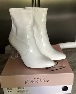 Wild Pair Bayleep Botas Blancas Tacón Lucite Talla 8 con Caja - Imagen 1 de 7