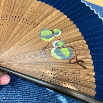 Складной вентилятор Sensu синий с тыквенным дизайном - Изображение 1 из 4