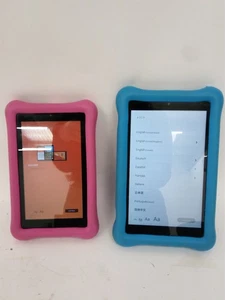 Amazon Fire 7/8 Kids Tablets Bundle with Pink and Blue Cases - Tested - Picture 1 of 9