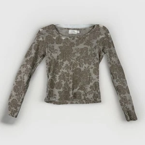Y2K Guess Spitzenshirt Damen S/M taupe Whimsigoth Burnout Samt transparent Vintage - Bild 1 von 7