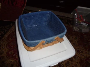 Vintage Longaberger 2 drehbare Griffe Jeans gefüttert 1994 quadratischer Korb - Bild 1 von 5