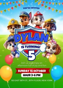 Personalised Paw Patrol Party Invitations, Birthday Invites, 10 pack - Picture 1 of 1