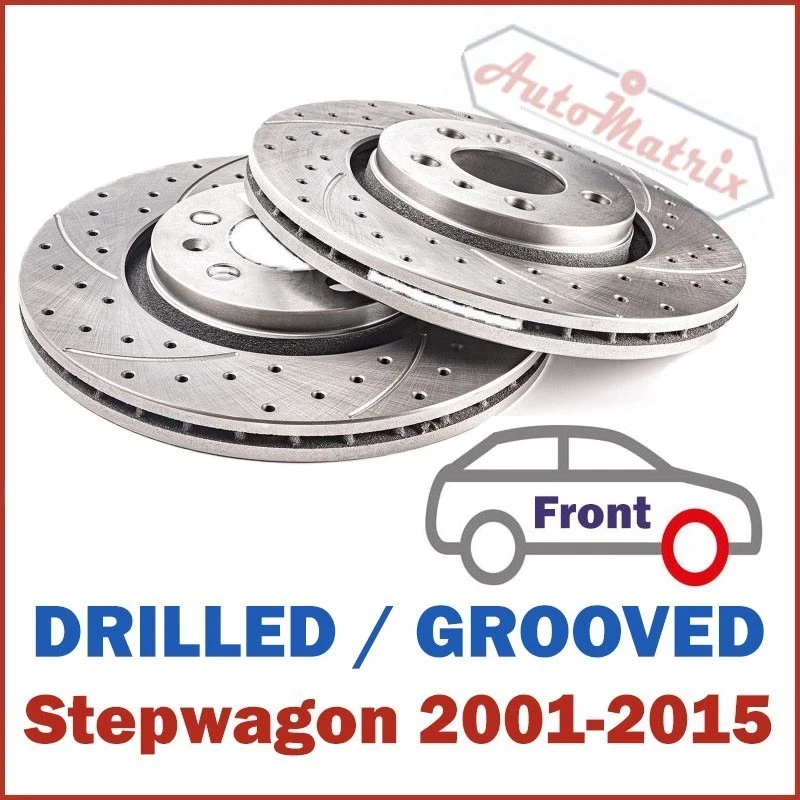 Honda Stepwagon (2001-2015) Front Brake Discs - Drilled/Grooved RF3-8 RG RK - Image 1 of 4