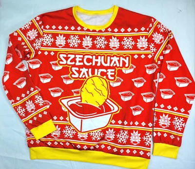 Rick & Morty Navidad Feo Suéter Pepitas SZECHUAN SALSA Adulto 2XL Foto 1 de 4